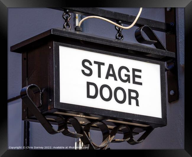 Vintage Stage Door Sign at a Theatre Framed Print by Chris Dorney