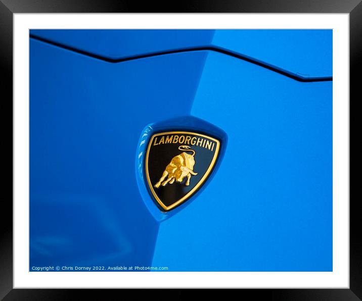 Lamborghini Badge on a Car Framed Mounted Print by Chris Dorney