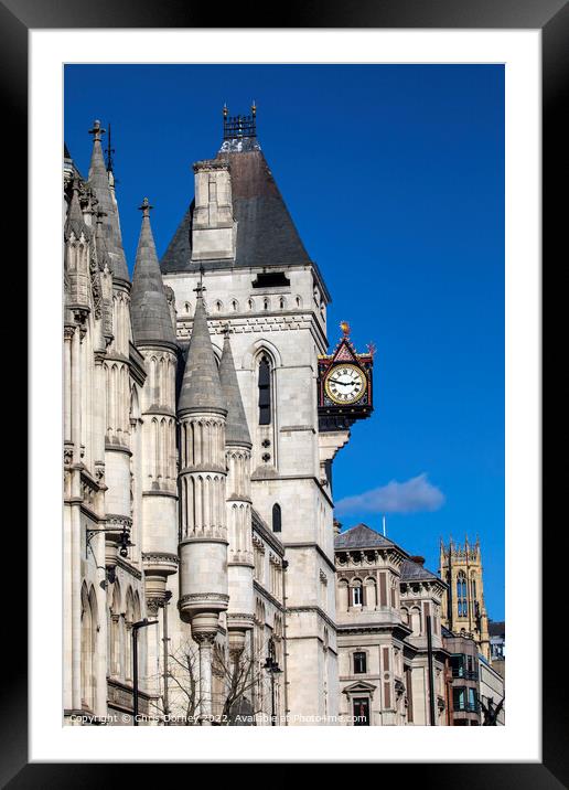 Royal Courts of Justice Clock Tower in London, UK Framed Mounted Print by Chris Dorney