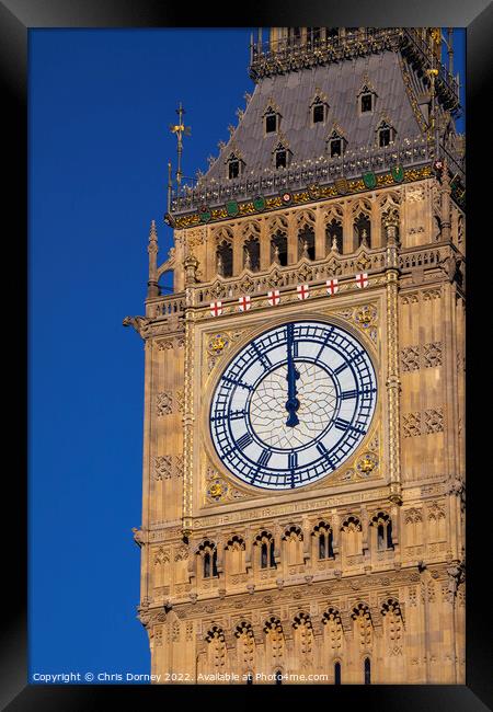 The Clockface of the Elizabeth Tower in Westminster, London Framed Print by Chris Dorney