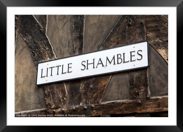 Little Shambles in York, UK Framed Mounted Print by Chris Dorney