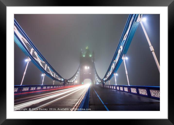 Foggy Tower Bridge Framed Mounted Print by Chris Dorney