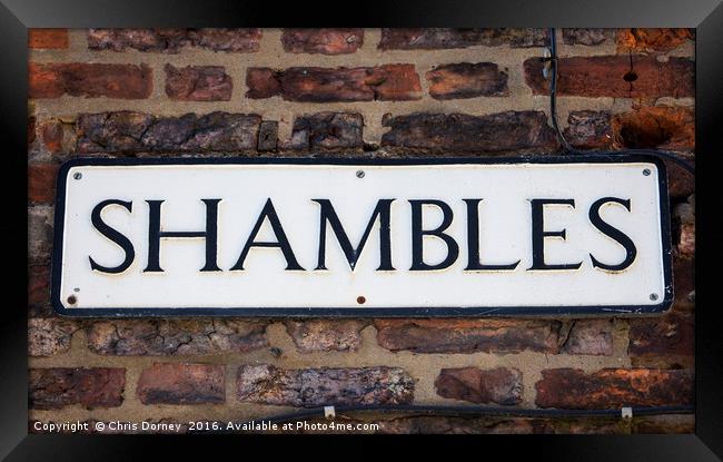 The Shambles in York Framed Print by Chris Dorney