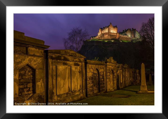 View of Edinburgh Castle in Scotland Framed Mounted Print by Chris Dorney