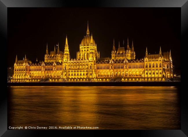 Hungarian Parliament Building in Budapest Framed Print by Chris Dorney