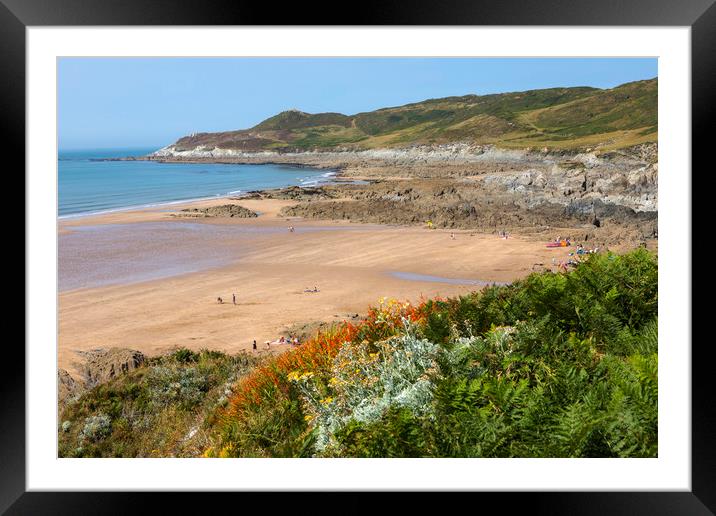 Barricane Beach in North Devon Framed Mounted Print by Chris Dorney