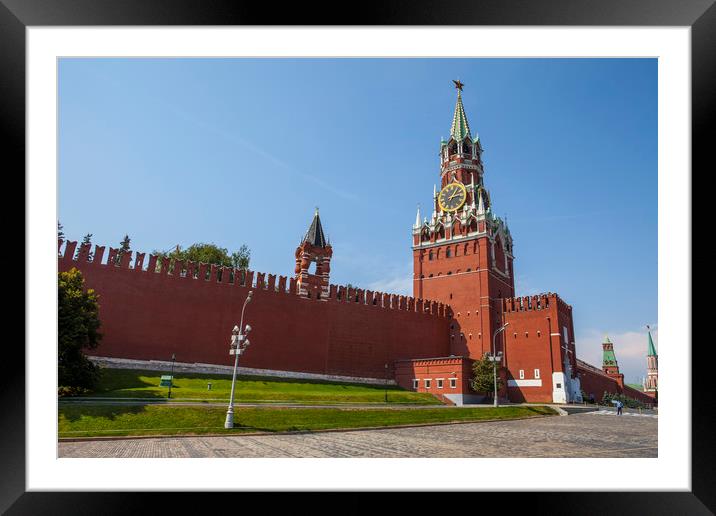 Spasskaya Tower of the Kremlin in Moscow Framed Mounted Print by Chris Dorney