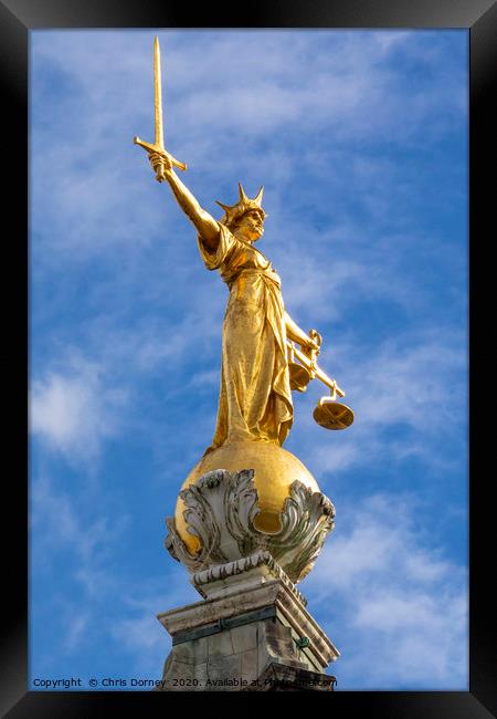 Lady Justice Statue at The Old Bailey in London Framed Print by Chris Dorney