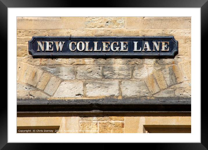 New College Lane in Oxford, UK Framed Mounted Print by Chris Dorney