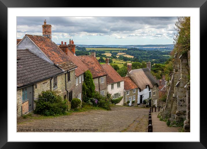 Gold Hill in Shaftesbury in Dorset, UK Framed Mounted Print by Chris Dorney