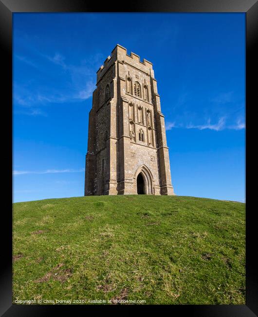 St. Michaels Tower on Glastonbury Tor in Somerset, UK Framed Print by Chris Dorney