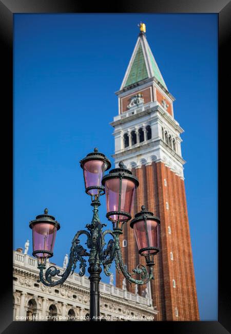 Old Fashioned Street Lamp in Venice Framed Print by Chris Dorney