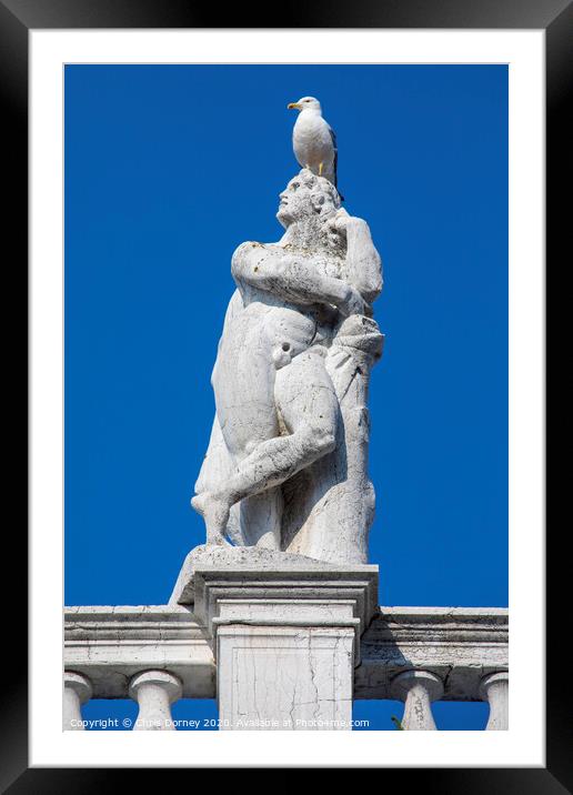 Sculpture on the Biblioteca in Piazzetta di San Marco in Venice Framed Mounted Print by Chris Dorney