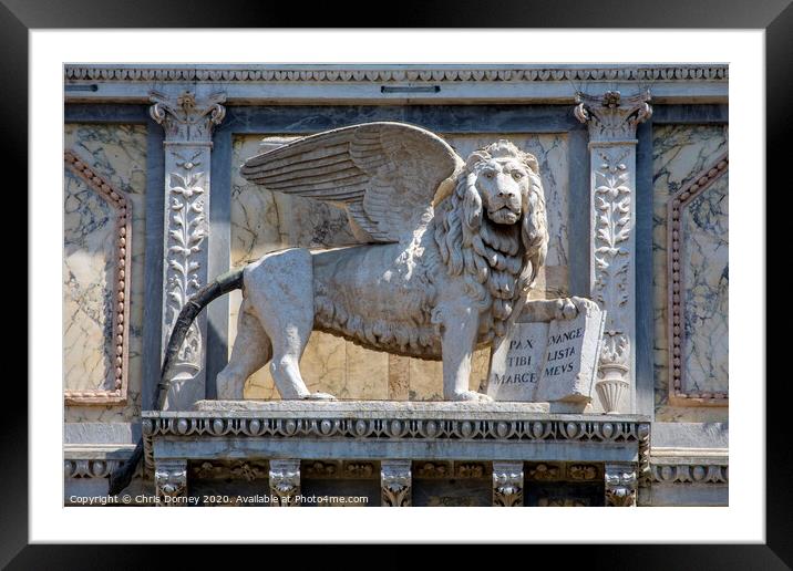 Lion of Venice Sculpture on Scuola Grande di San Marco Framed Mounted Print by Chris Dorney