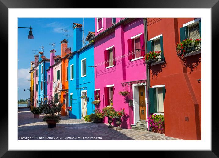 Burano in Italy Framed Mounted Print by Chris Dorney