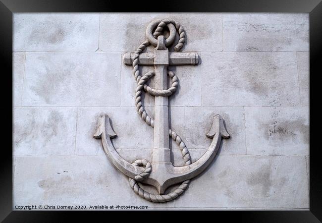 Anchor Stone Carving Framed Print by Chris Dorney