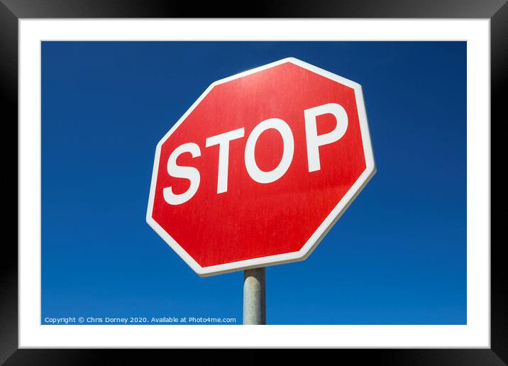 Red Stop Sign Framed Mounted Print by Chris Dorney