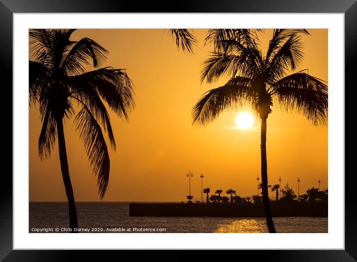 Stunning Sunset in Arrecife in Lanzarote Framed Mounted Print by Chris Dorney