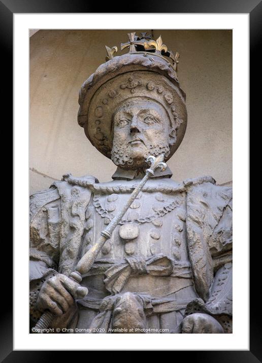 King Henry VIII Statue in London Framed Mounted Print by Chris Dorney