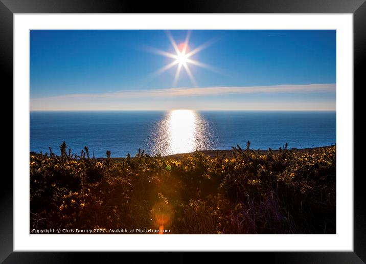 English Channel viewed from the Cliffs in East Sussex Framed Mounted Print by Chris Dorney