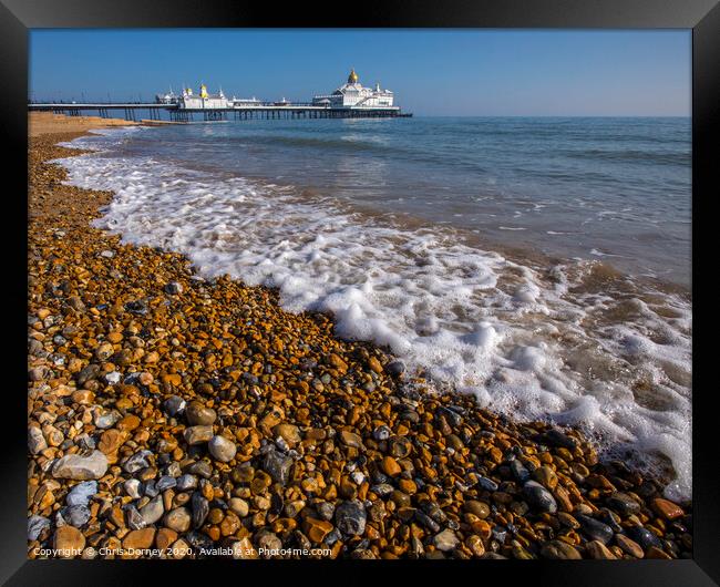 Eastbourne Beach and Pier Framed Print by Chris Dorney