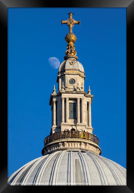 The Moon and St. Pauls Cathedral Framed Print by Chris Dorney