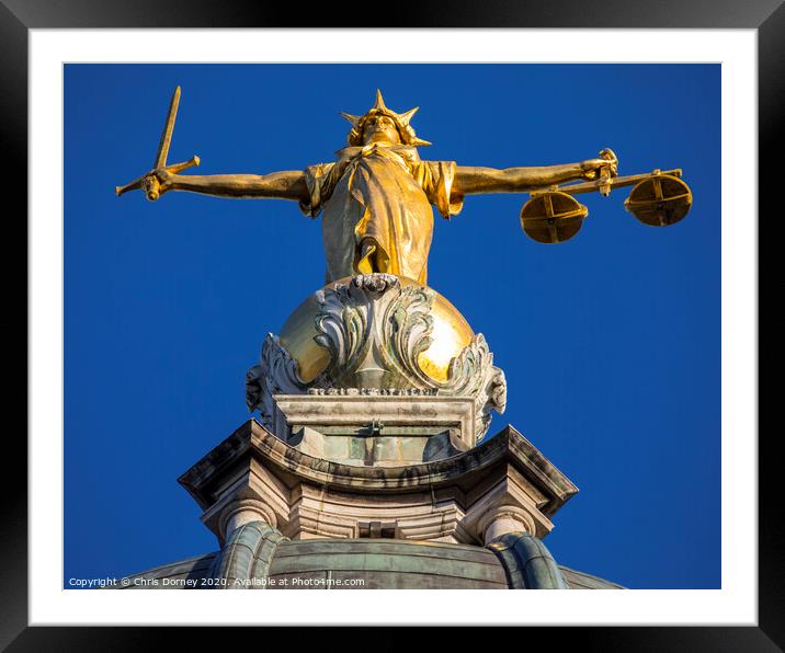 Lady Justice Statue at the Old Bailey Framed Mounted Print by Chris Dorney