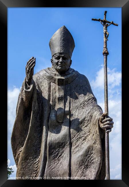Pope John Paul II Statue in Suwalki, Poland Framed Print by Chris Dorney