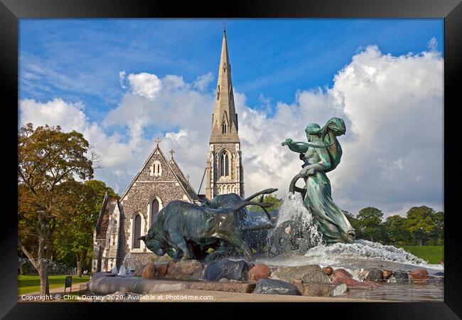 The Gefion Fountain and Saint Albans Church Framed Print by Chris Dorney