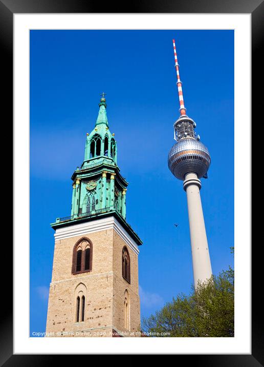 Marienkirche and TV Tower in Berlin Framed Mounted Print by Chris Dorney