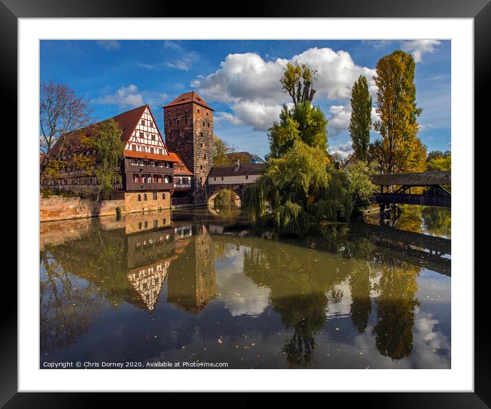 Weinstadel House and Henkersteg in Nuremberg Framed Mounted Print by Chris Dorney