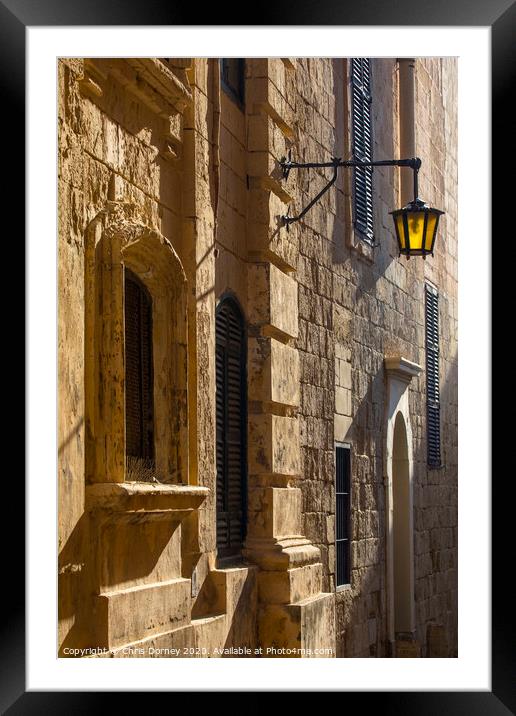 Old Street in Mdina Framed Mounted Print by Chris Dorney