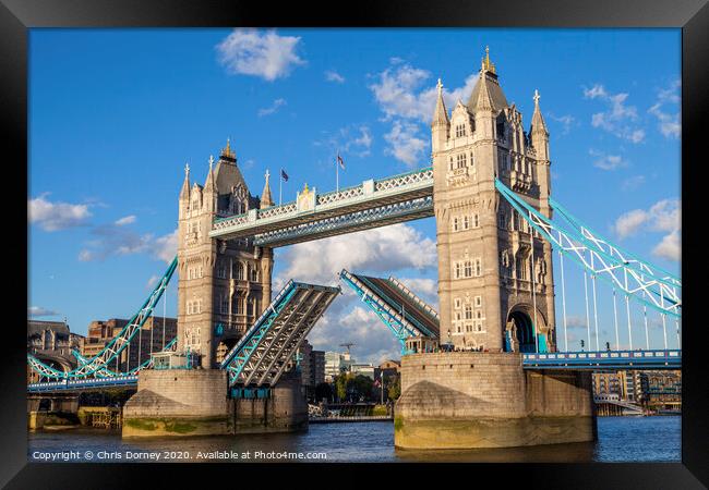 Tower Bridge Open Framed Print by Chris Dorney