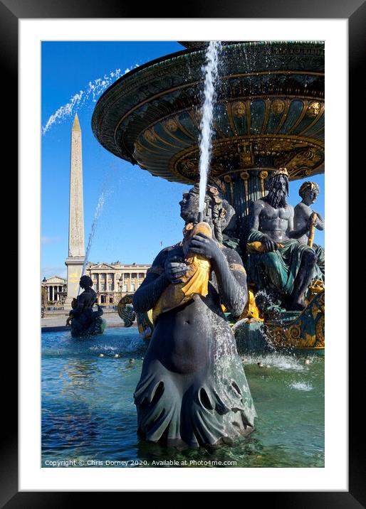 Fountain at Place de la Concorde in Paris Framed Mounted Print by Chris Dorney