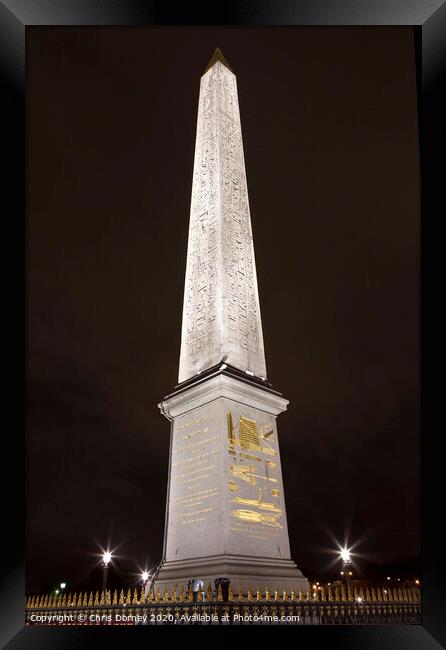 Obelisk at Place de la Concorde in Paris Framed Print by Chris Dorney