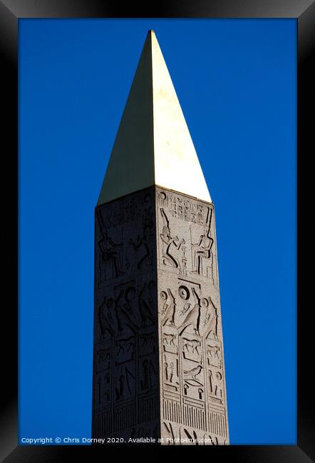Obelisk at Place de la Concorde, Paris Framed Print by Chris Dorney