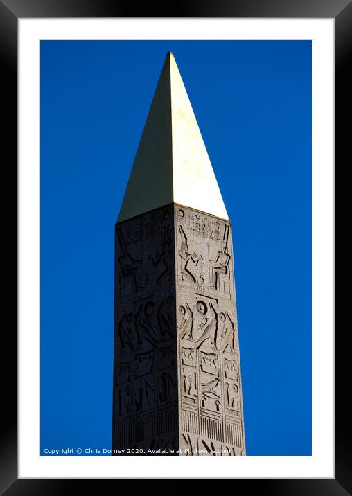 Obelisk at Place de la Concorde, Paris Framed Mounted Print by Chris Dorney