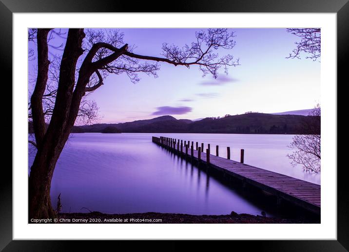Jetty on Coniston Water in the Lake District Framed Mounted Print by Chris Dorney