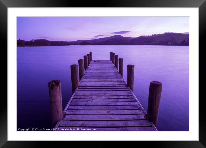 Jetty on Coniston Water in the Lake District Framed Mounted Print by Chris Dorney