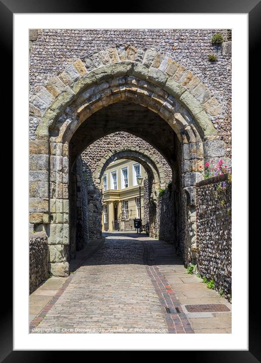 Barbican Gate at Lewes Castle Framed Mounted Print by Chris Dorney
