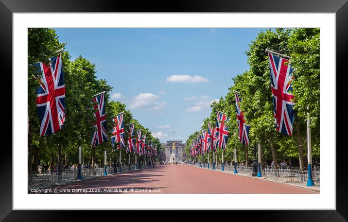 The Mall and Buckingham Palace in London Framed Mounted Print by Chris Dorney