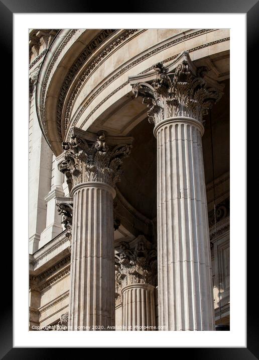 Columns at the Southern Facade of St. Pauls Cathedral Framed Mounted Print by Chris Dorney