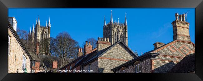 Lincoln Cathedral Towers from Steep Hill Framed Print by Chris Dorney