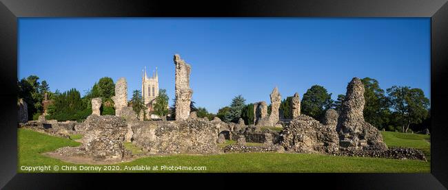 Bury St. Edmunds Abbey Remains and St Edmundsbury Cathedral Framed Print by Chris Dorney