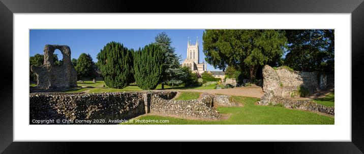 Bury St. Edmunds Abbey Remains and St Edmundsbury Cathedral Framed Mounted Print by Chris Dorney