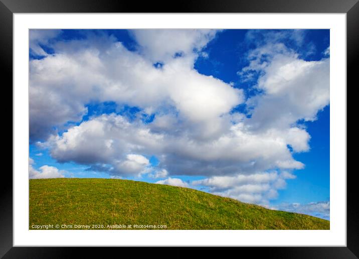 Hilltop and Clouds Framed Mounted Print by Chris Dorney