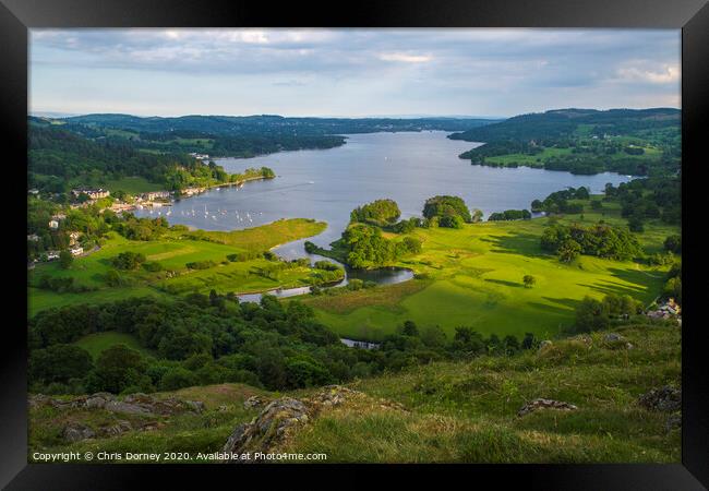 View of Lake Windermere in the Lake District Framed Print by Chris Dorney