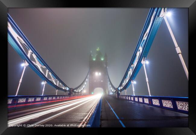 Foggy Tower Bridge Framed Print by Chris Dorney