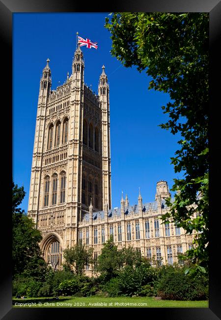 The Victoria Tower of the Houses of Parliament Framed Print by Chris Dorney