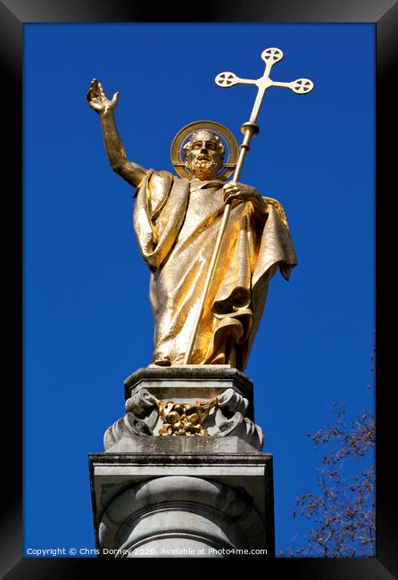 Saint Paul Statue at St. Pauls Cathedral in London Framed Print by Chris Dorney